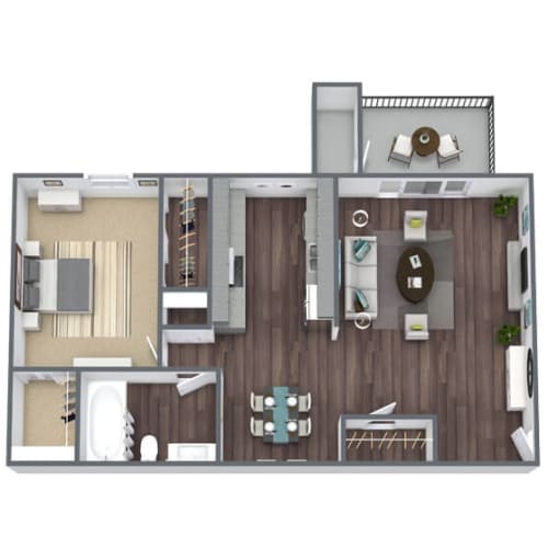 Floor Plan  A1 1X1 Floor Plan, 750 SQFT