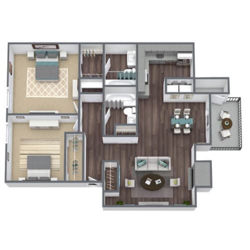 Floor Plan  B2 2X2 Floor Plan, 1,000 SQFT