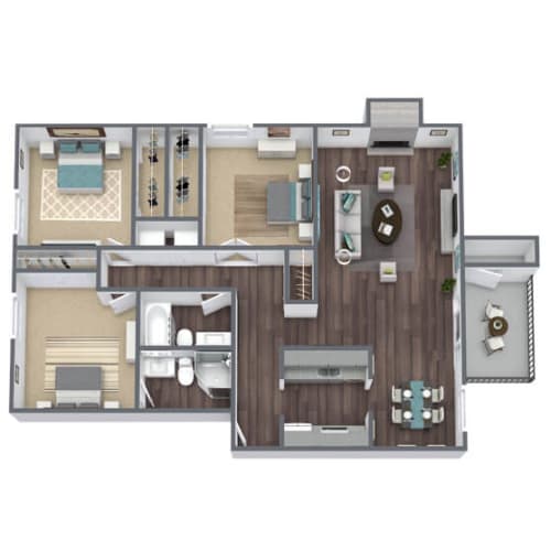 Floor Plan  C1 3X2 Floor Plan, 1,200 SQFT