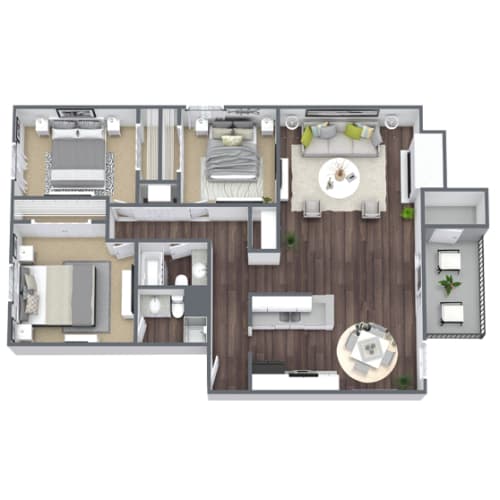 Floor Plan  3X2 Tupelo Floor Plan, 1,175 SQFT
