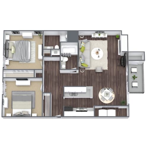 Floor Plan  2X2 Willow Floor Plan, 900 SQFT