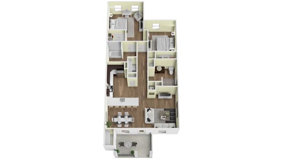 Floor Plan  A floor plan of a two-story residential apartment.