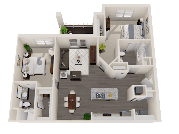 Floor Plan  2 Bedroom 2 Bathroom at Arbours at Hester Lake Apartments, Dade City, FL