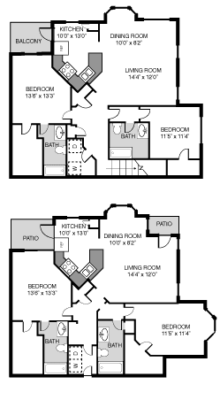 Floor Plan  2BD 2BA with attached 2 car gar at Villas at Cordova, Cordova, TN, 38018