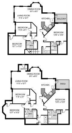 Floor Plan  3 Bed 2 Bath 1393 SF at Villas at Cordova, Tennessee