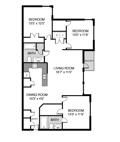 Floor Plan  3 Bed 2 Bath 1426 SF at Villas at Cordova, Cordova