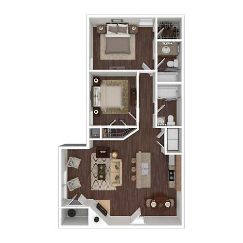 Floor Plan  2Bed 2 Bath at Southaven Pointe Apartments, Southaven, 38671