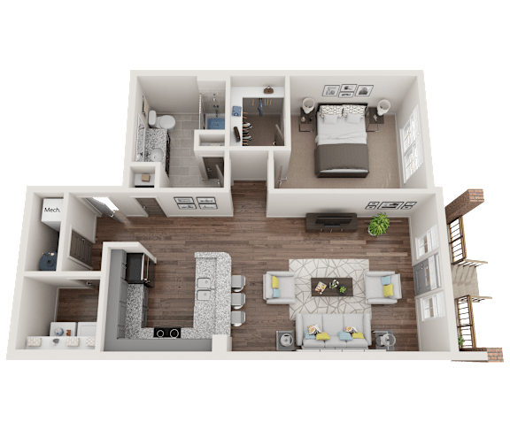 Floor Plan  1 Bed 1 Bath Floor Plan at Midtown Row, Alabama, 36106