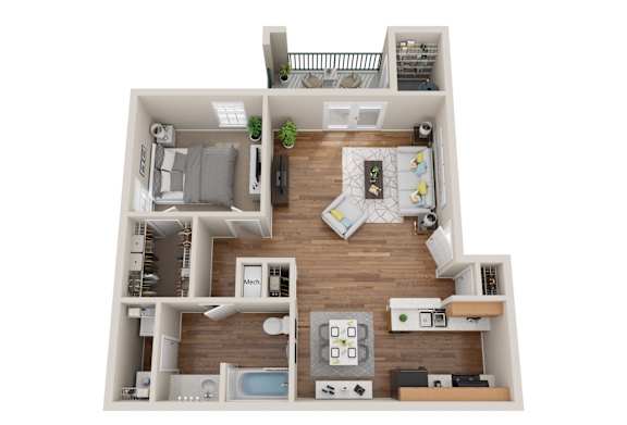 Floor Plan  1Bed 1Bath at Grand at Pearl Apartments, Pearl