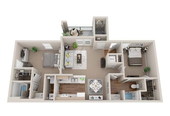 Floor Plan  2Bed 2Bath at Grand at Pearl Apartments, Pearl, Mississippi