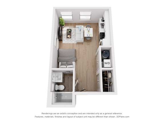 Floor Plan  Row Studio Floor Plan 393 Sf at Midtown Row, Montgomery, AL