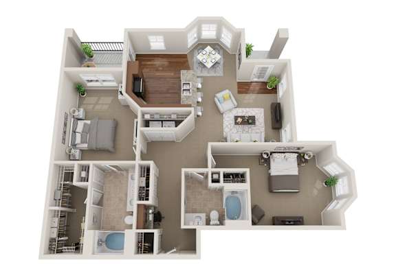 Floor Plan  2BR 2BA (1477 SF)