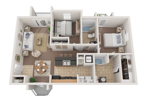 Floor Plan  2 bed 2 bath at Villaggio, Bossier City, Louisiana