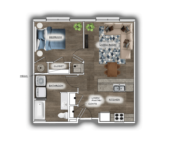 Floor Plan  1 Bdr