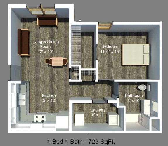 Floor Plan  1 Bedroom Apartment
