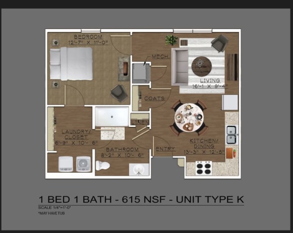 Floor Plan  1 Bedroom