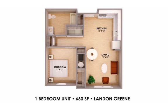 Floor Plan  One Bedroom Unit