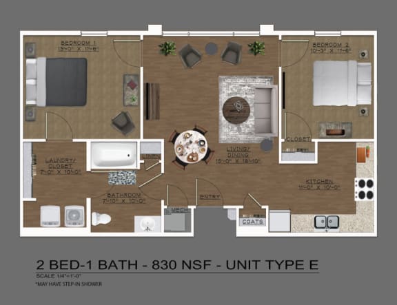 Floor Plan  2 Bedrooms