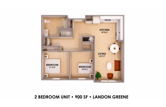 Floor Plan  2 Bedroom Unit