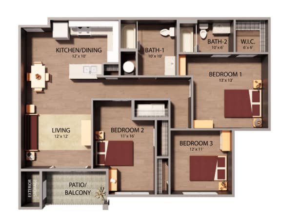 Floor Plan  the 1122 floor plan  studio with balcony floor plan options