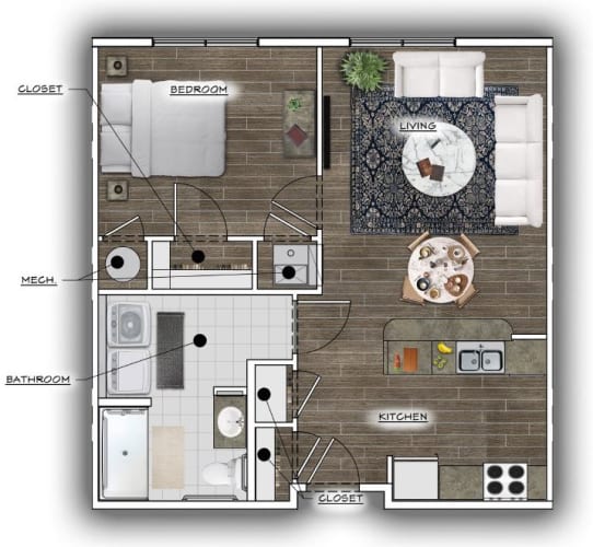 Floor Plan  One Bedroom