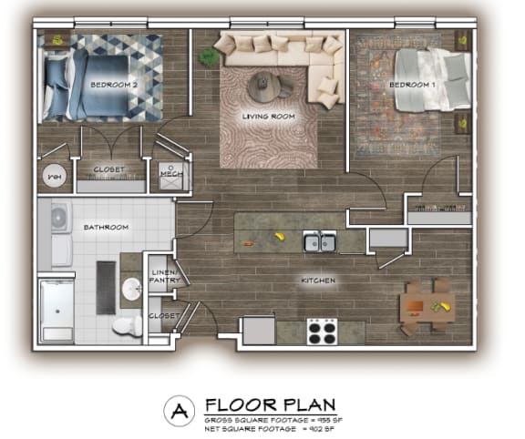 Floor Plan  a floor plan of a house with a brown brick floor