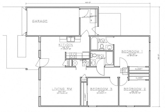 Floor Plan  3 Bedroom  house