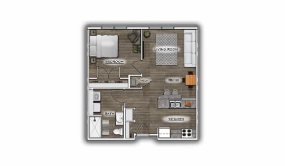 Floor Plan  a floor plan of a small apartment with a bedroom and a living room