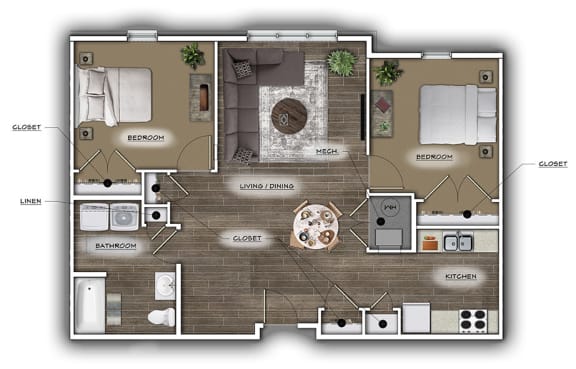 Floor Plan  Two Bedroom