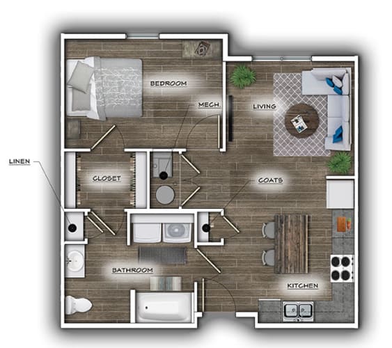 Floor Plan  1 Bedroom