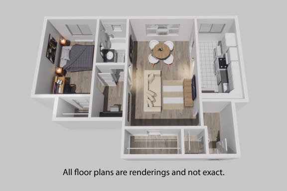 Floor Plan  a floor plan of a small apartment with a teddy bear in the living room