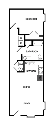 Floor Plan  a floor plan of a small house with a kitchen and a living room