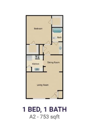 Floor Plan  a floor plan of a 1 bed 1 bath floor plan