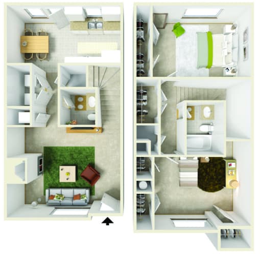 Floor Plan  a floor plan of a one bedroom apartment with two bathrooms and a balcony