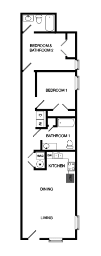 Floor Plan  floor plan of a small apartment with a bedroom and a living room