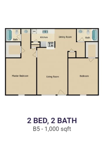 Floor Plan  a floor plan of a 2 bed 2 bath floor plan with roommates