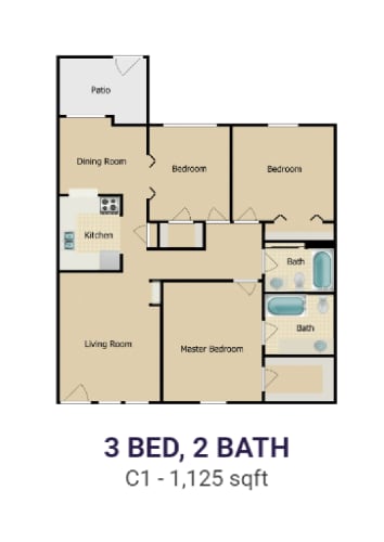 Floor Plan  a floor plan of a 3 bed 2 bath apt with roommates