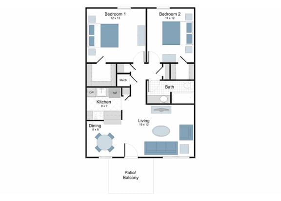 Floor Plan  2 Bedroom/ 1 Bath