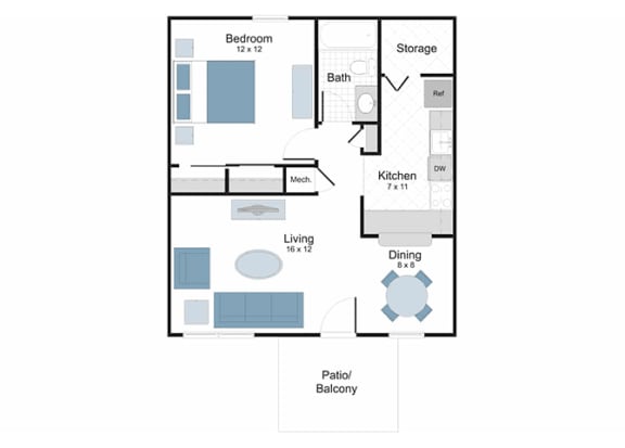 Floor Plan  1 Bedroom/ 1 Bath