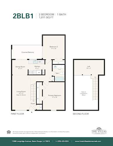 Floor Plan  A floor plan for a 2 bedroom, 1 bath apartment.