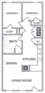 Floor Plan  2 Bedroom 1 Bath