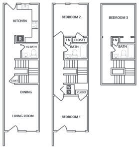 Floor Plan  3 Bedroom 2.5 Bath Townhouse