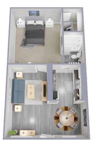 Floor Plan  1 bed 1 bath at The Cove at State Street Apartments, Baton Rouge, Louisiana