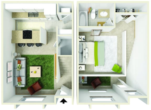 Floor Plan  a floor plan of a one bedroom apartment