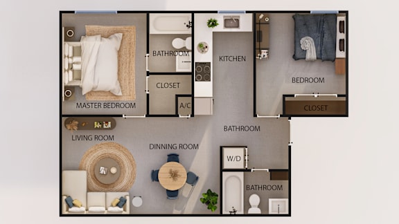 Floor Plan  A floor plan of a house with labeled rooms.