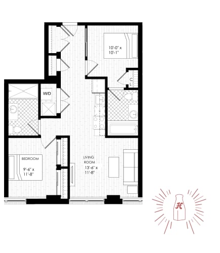 Floor Plan  1 Bed | 1 Den | 2 Bath