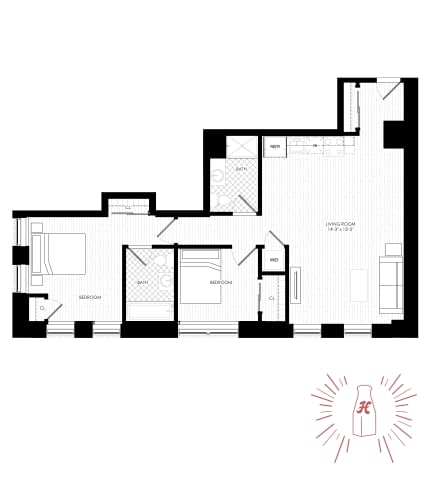 Floor Plan  2 Bed | 2 Bath