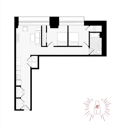 Floor Plan  2 Bed | 1 Bath