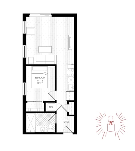 Floor Plan  Junior | 1 Bed | 1 Bath