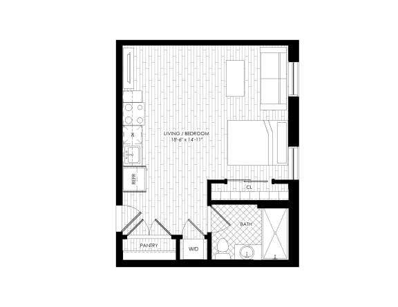 Floor Plan  Studio | 1 Bath